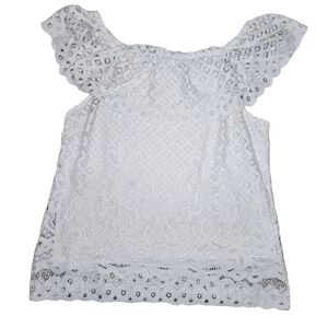 Maison Jules Cold Shoulder Lace Top with Built in Tank Size Medium